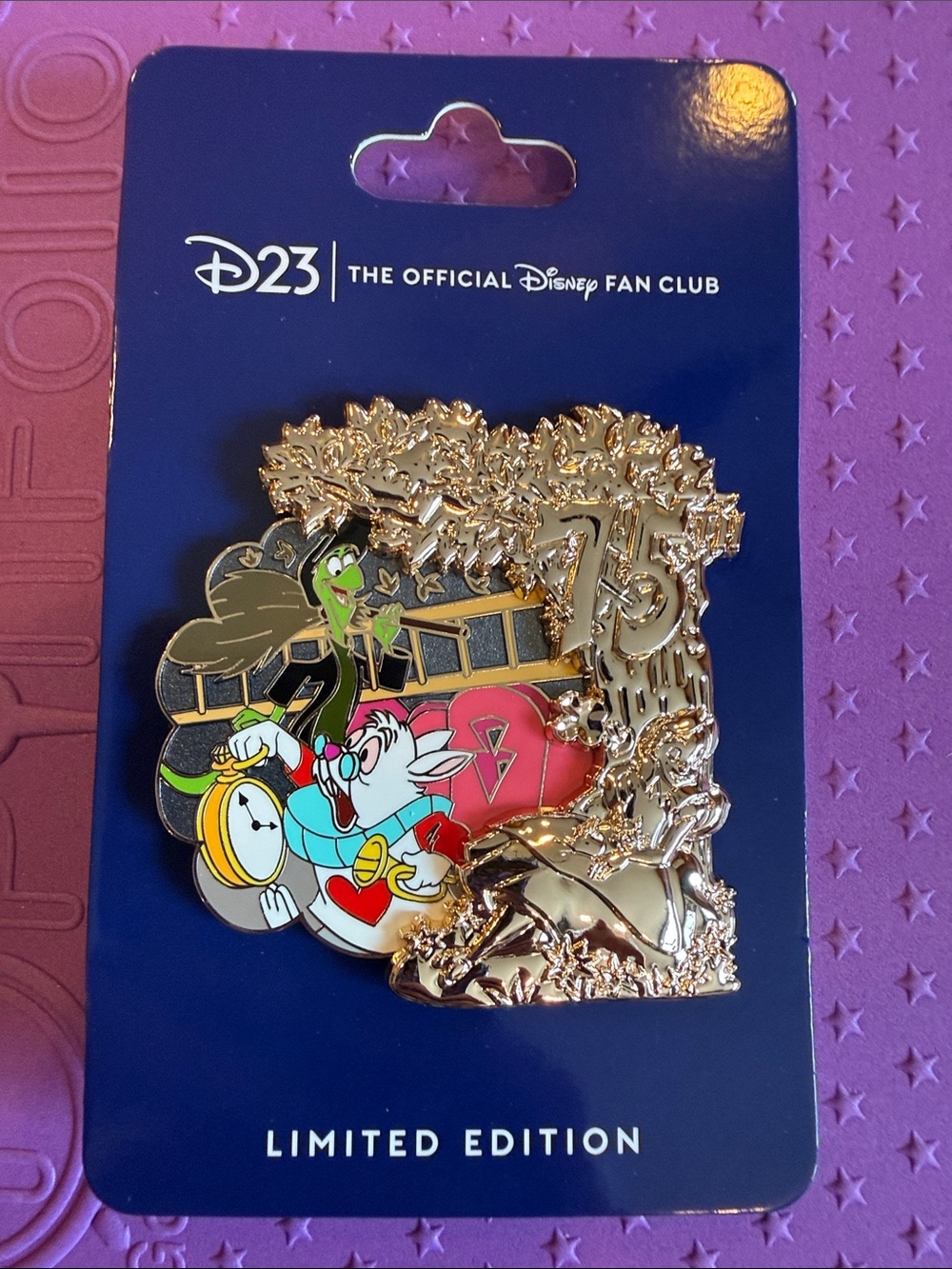 Disney D23 White Rabbit & Bill Lizard Limited Edition 1000 75th Anniversary Pin